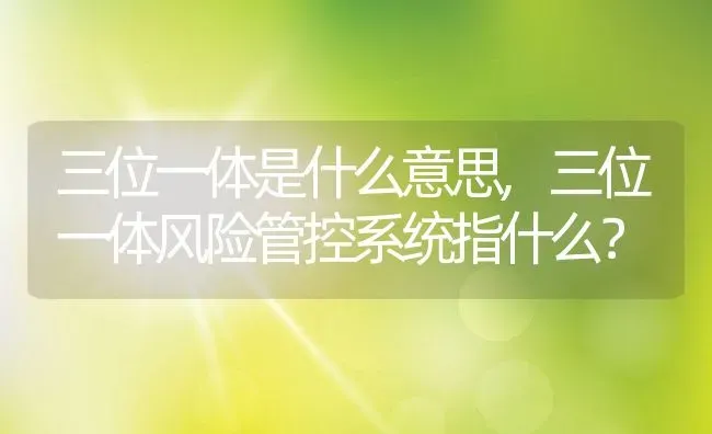 三位一体是什么意思,三位一体风险管控系统指什么？ | 养殖科普