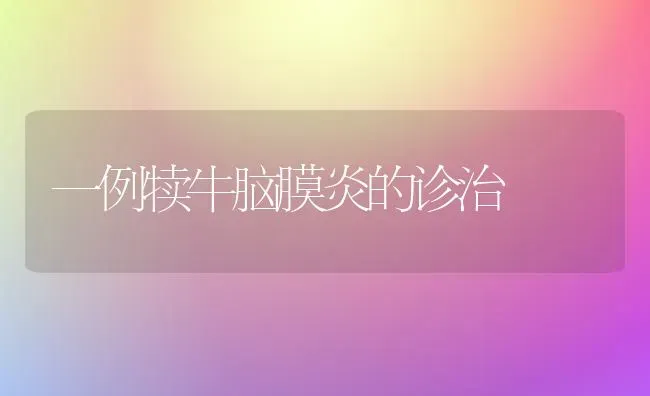 一例犊牛脑膜炎的诊治 | 养殖技术大全