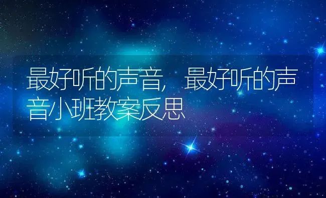 最好听的声音,最好听的声音小班教案反思 | 养殖科普