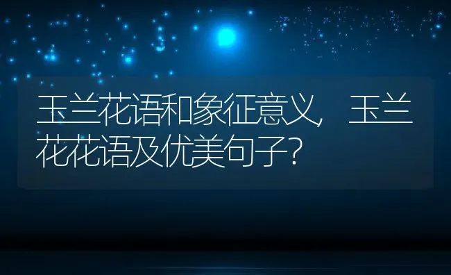 玉兰花语和象征意义,玉兰花花语及优美句子？ | 养殖学堂