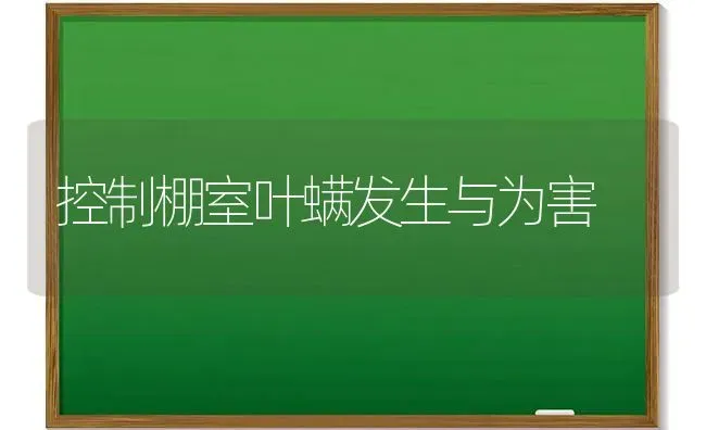 控制棚室叶螨发生与为害 | 养殖技术大全