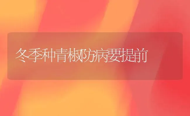 冬季种青椒防病要提前 | 养殖技术大全