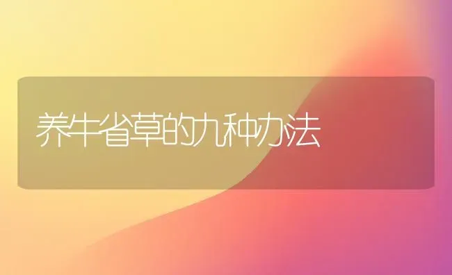 养牛省草的九种办法 | 养殖知识