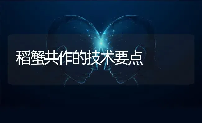 稻蟹共作的技术要点 | 养殖技术大全