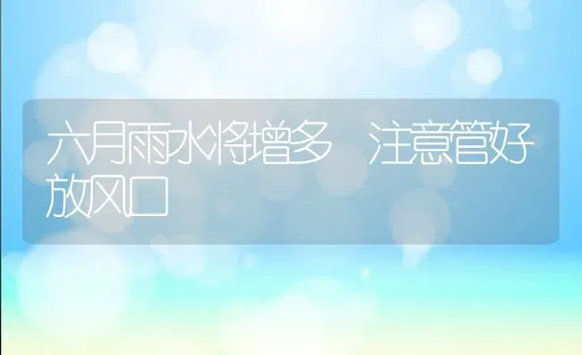 六月雨水将增多 注意管好放风口 | 养殖技术大全