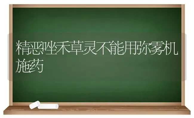 精恶唑禾草灵不能用弥雾机施药 | 养殖知识