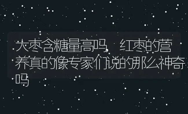 大枣含糖量高吗,红枣的营养真的像专家们说的那么神奇吗 | 养殖学堂