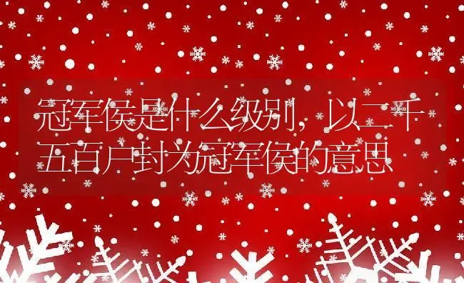冠军侯是什么级别,以二千五百户封为冠军侯的意思 | 养殖学堂