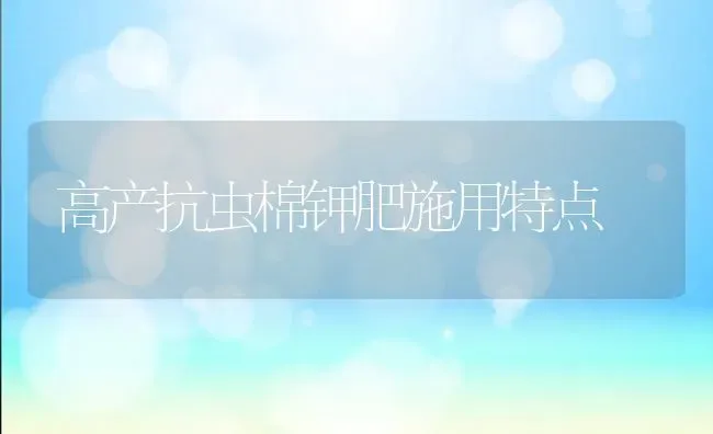 高产抗虫棉钾肥施用特点 | 养殖知识