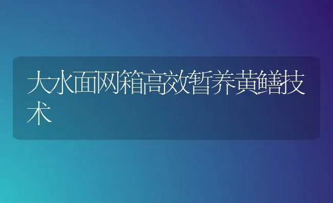 大水面网箱高效暂养黄鳝技术 | 养殖技术大全