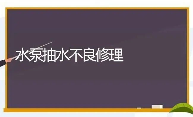 水泵抽水不良修理 | 养殖知识