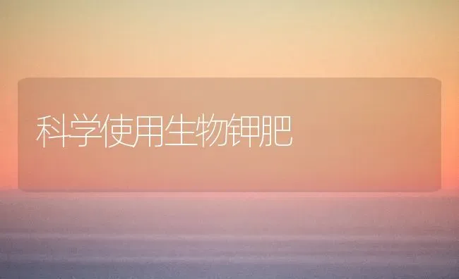 科学使用生物钾肥 | 养殖知识