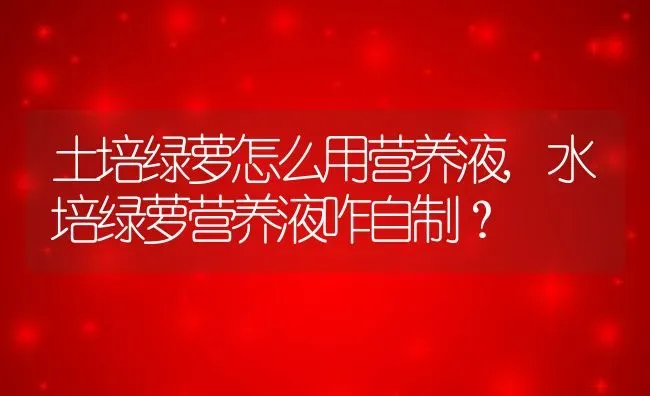 土培绿萝怎么用营养液,水培绿萝营养液咋自制？ | 养殖科普