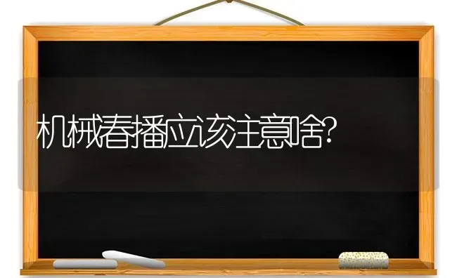 机械春播应该注意啥? | 养殖技术大全