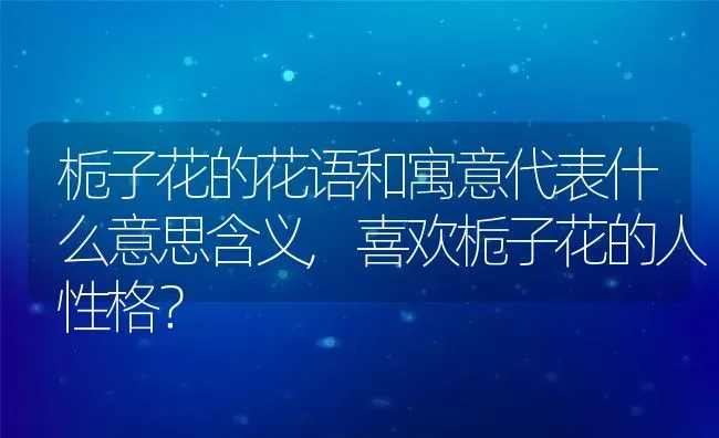 栀子花的花语和寓意代表什么意思含义,喜欢栀子花的人性格？ | 养殖科普