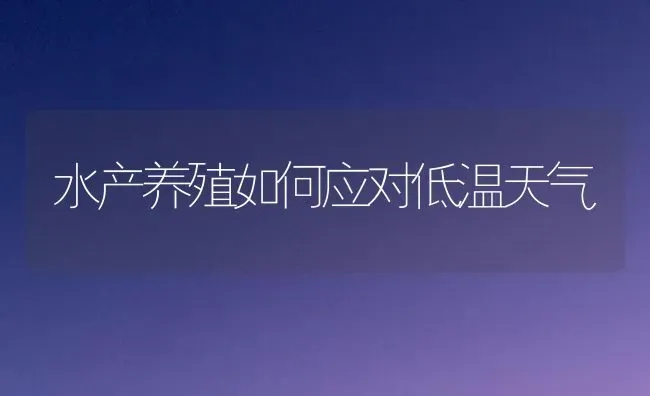 水产养殖如何应对低温天气 | 养殖知识