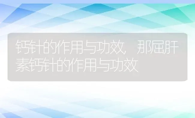 钙针的作用与功效,那屈肝素钙针的作用与功效 | 养殖资料