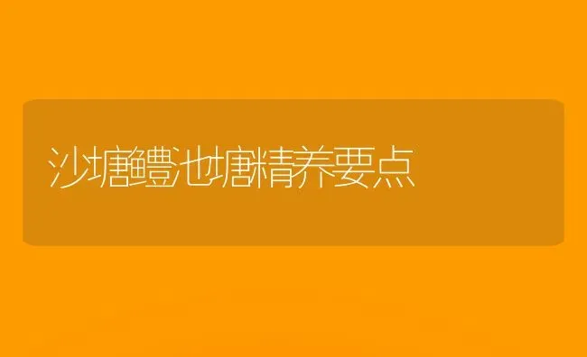 沙塘鳢池塘精养要点 | 养殖知识