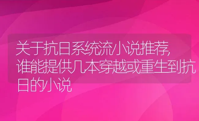 关于抗日系统流小说推荐,谁能提供几本穿越或重生到抗日的小说 | 养殖学堂