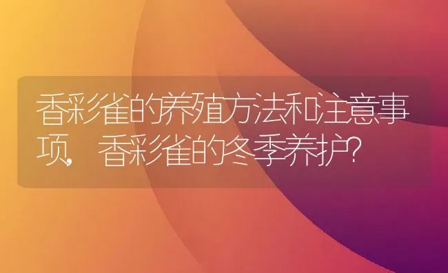 香彩雀的养殖方法和注意事项,香彩雀的冬季养护？ | 养殖科普