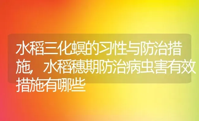 水稻三化螟的习性与防治措施,水稻穗期防治病虫害有效措施有哪些 | 养殖学堂