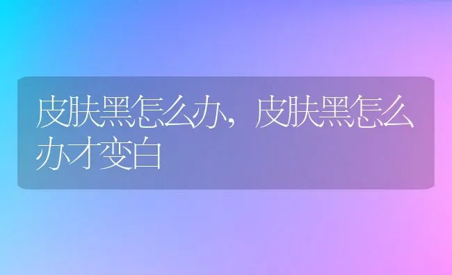 皮肤黑怎么办,皮肤黑怎么办才变白 | 养殖资料