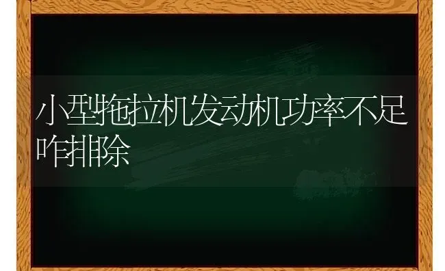 小型拖拉机发动机功率不足咋排除 | 养殖技术大全