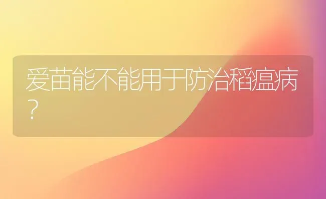 爱苗能不能用于防治稻瘟病? | 养殖知识