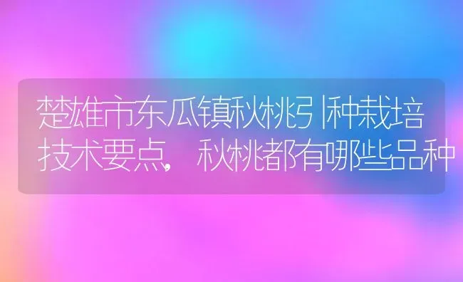 楚雄市东瓜镇秋桃引种栽培技术要点,秋桃都有哪些品种 | 养殖学堂