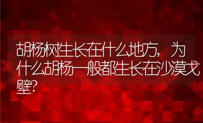 胡杨树生长在什么地方,为什么胡杨一般都生长在沙漠戈壁? | 养殖科普