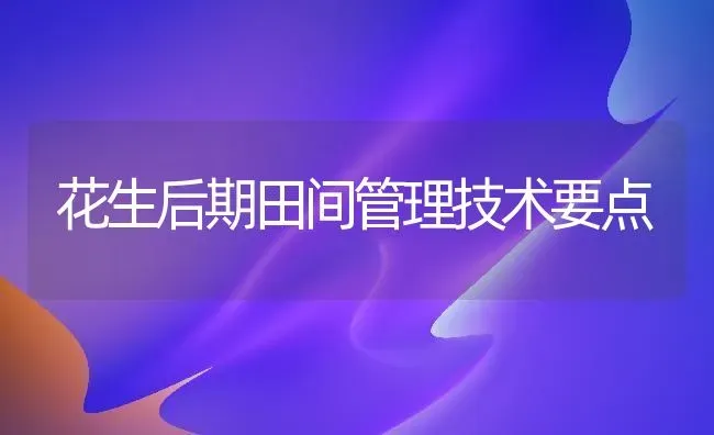 花生后期田间管理技术要点 | 养殖知识