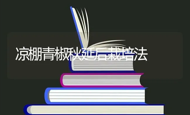 凉棚青椒秋延后栽培法 | 养殖技术大全