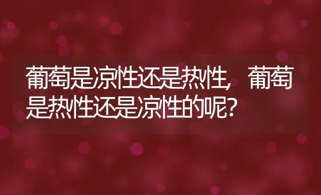 葡萄是凉性还是热性,葡萄是热性还是凉性的呢？ | 养殖科普