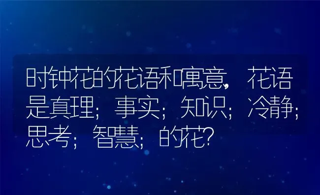 时钟花的花语和寓意,花语是真理；事实；知识；冷静；思考；智慧；的花？ | 养殖科普