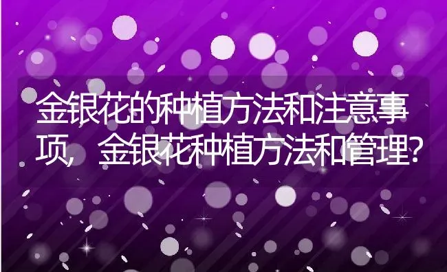 金银花的种植方法和注意事项,金银花种植方法和管理？ | 养殖科普