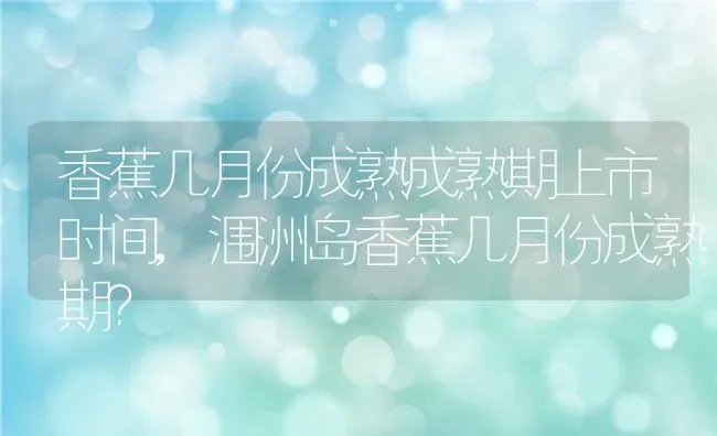 香蕉几月份成熟成熟期上市时间,涠洲岛香蕉几月份成熟期？ | 养殖科普