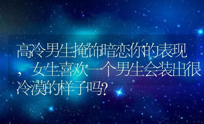 高冷男生掩饰暗恋你的表现,女生喜欢一个男生会装出很冷漠的样子吗？ | 养殖科普