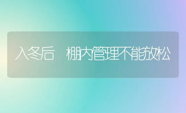 入冬后 棚内管理不能放松 | 养殖知识