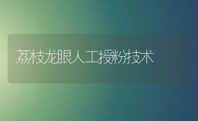 荔枝龙眼人工授粉技术 | 养殖知识