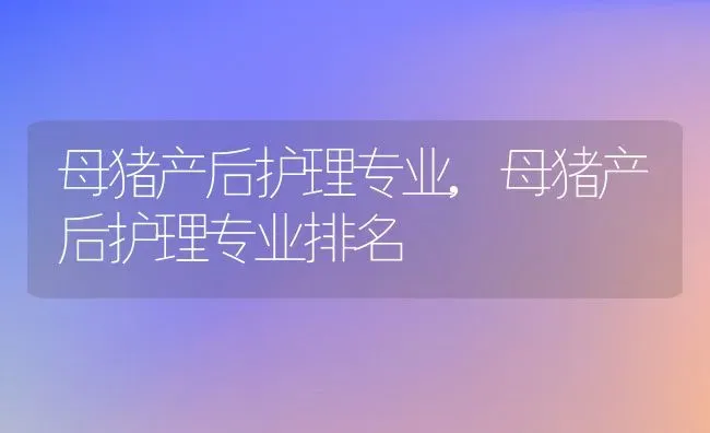 母猪产后护理专业,母猪产后护理专业排名 | 养殖资料