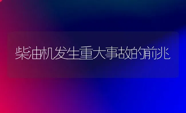 柴油机发生重大事故的前兆 | 养殖技术大全