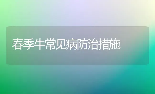 春季牛常见病防治措施 | 养殖技术大全