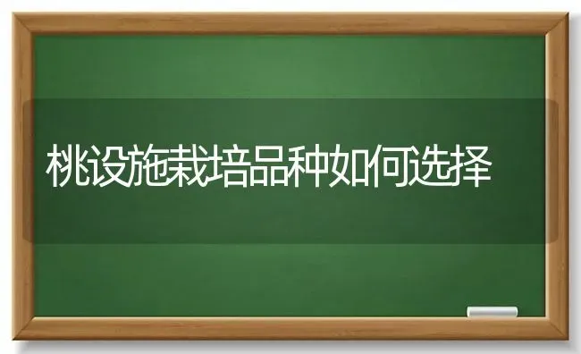 桃设施栽培品种如何选择 | 养殖技术大全