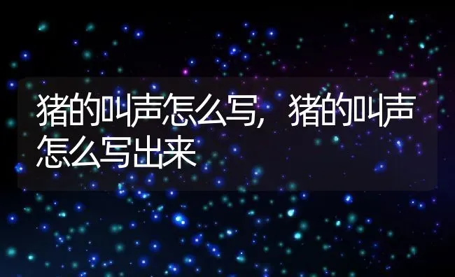 猪的叫声怎么写,猪的叫声怎么写出来 | 养殖科普