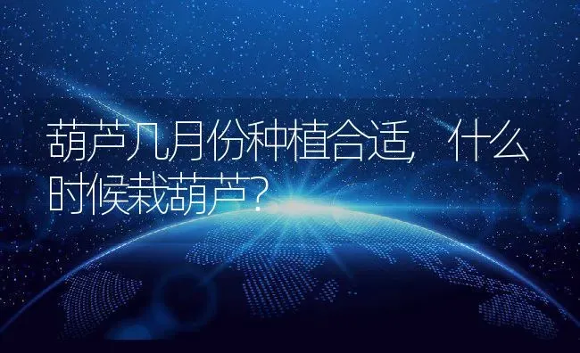 葫芦几月份种植合适,什么时候栽葫芦？ | 养殖科普