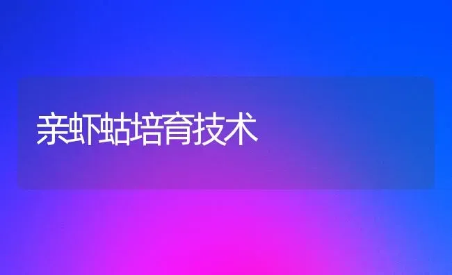 亲虾蛄培育技术 | 养殖技术大全
