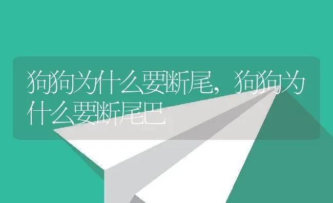 狗狗为什么要断尾,狗狗为什么要断尾巴 | 养殖资料