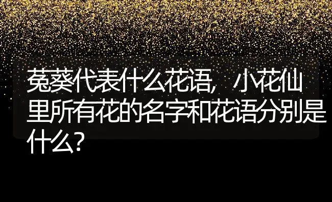 菟葵代表什么花语,小花仙里所有花的名字和花语分别是什么？ | 养殖科普