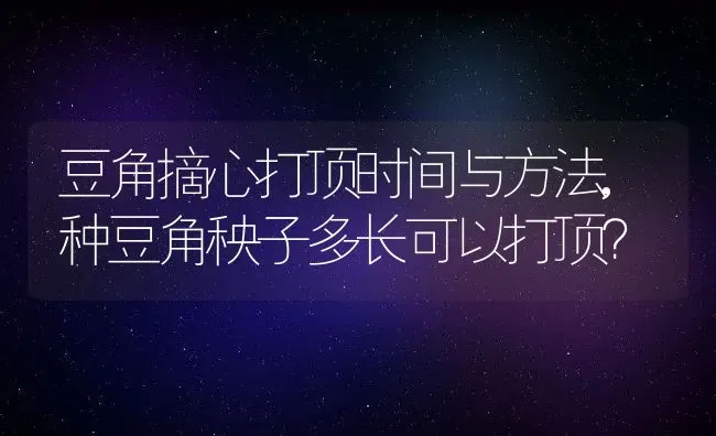 豆角摘心打顶时间与方法,种豆角秧子多长可以打顶？ | 养殖科普