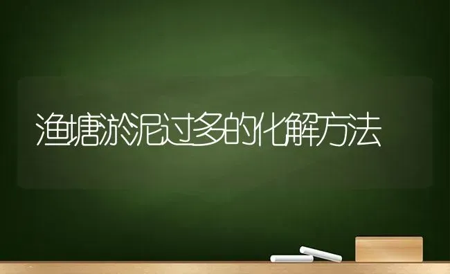 渔塘淤泥过多的化解方法 | 养殖技术大全